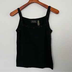 Y2K Beaded black sweater tank cropped top
